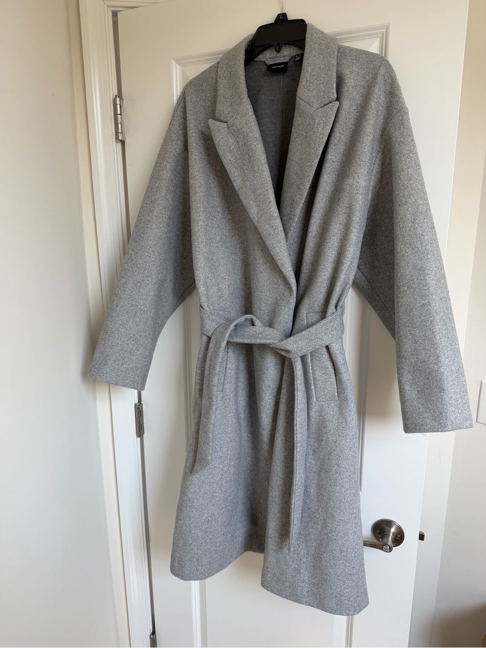 Classic Grey Belted Wrap Coat - Womenswear